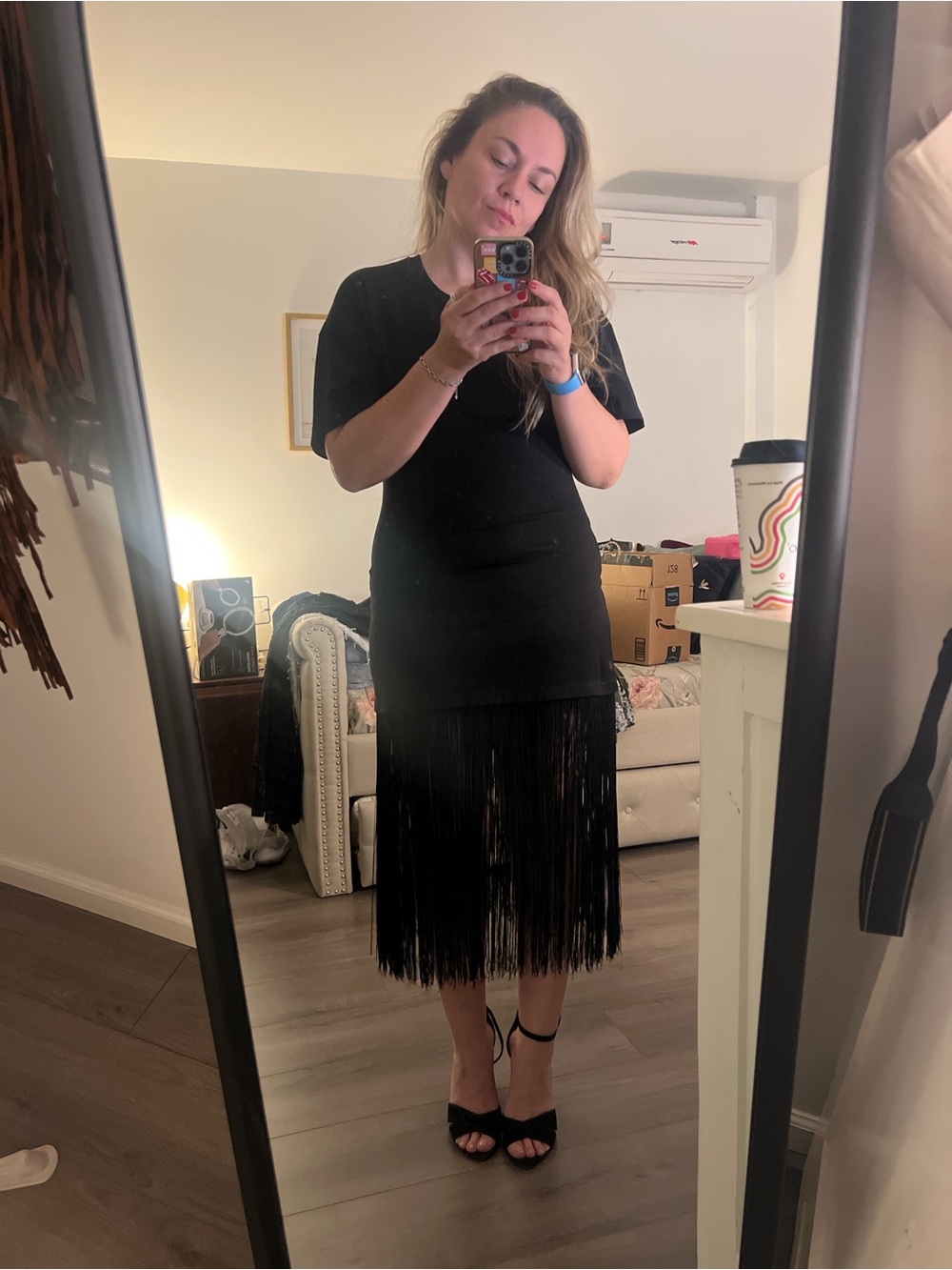 Pixie Market Black Fringe Midi Dress - Picture 4 of 4